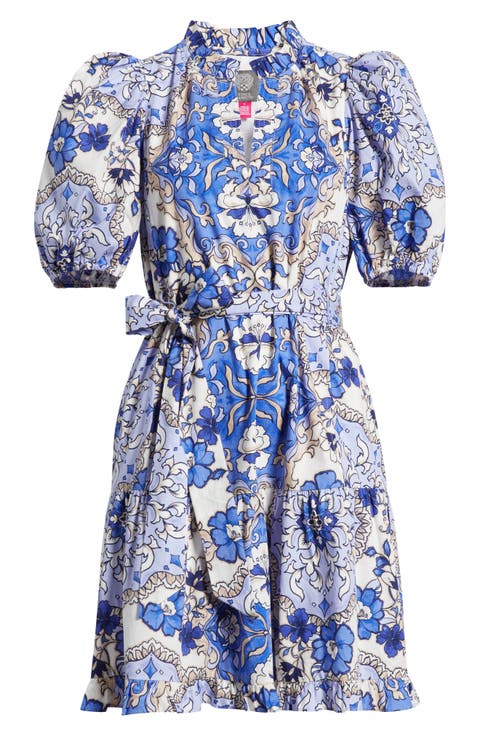 Puffy Sleeve Print Minidress