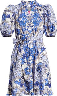 Vince Camuto Puffy Sleeve Print Minidress