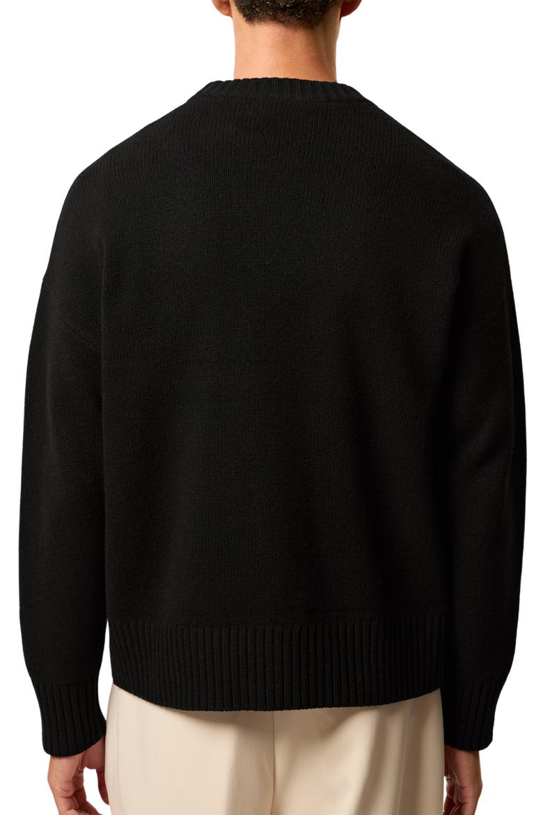 Archibald Embroidered Wool Sweater, Alternate, color, BLACK