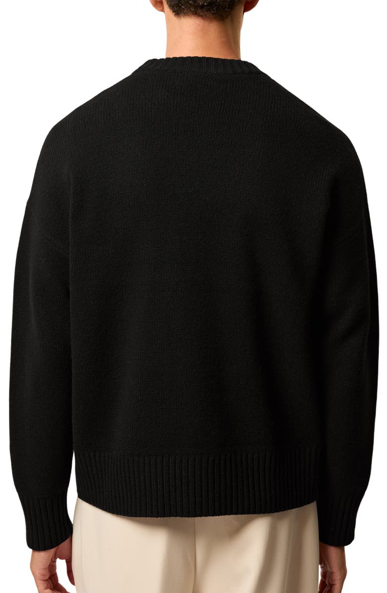 Reiss Archibald Embroidered Wool Sweater, Alternate, color, Black