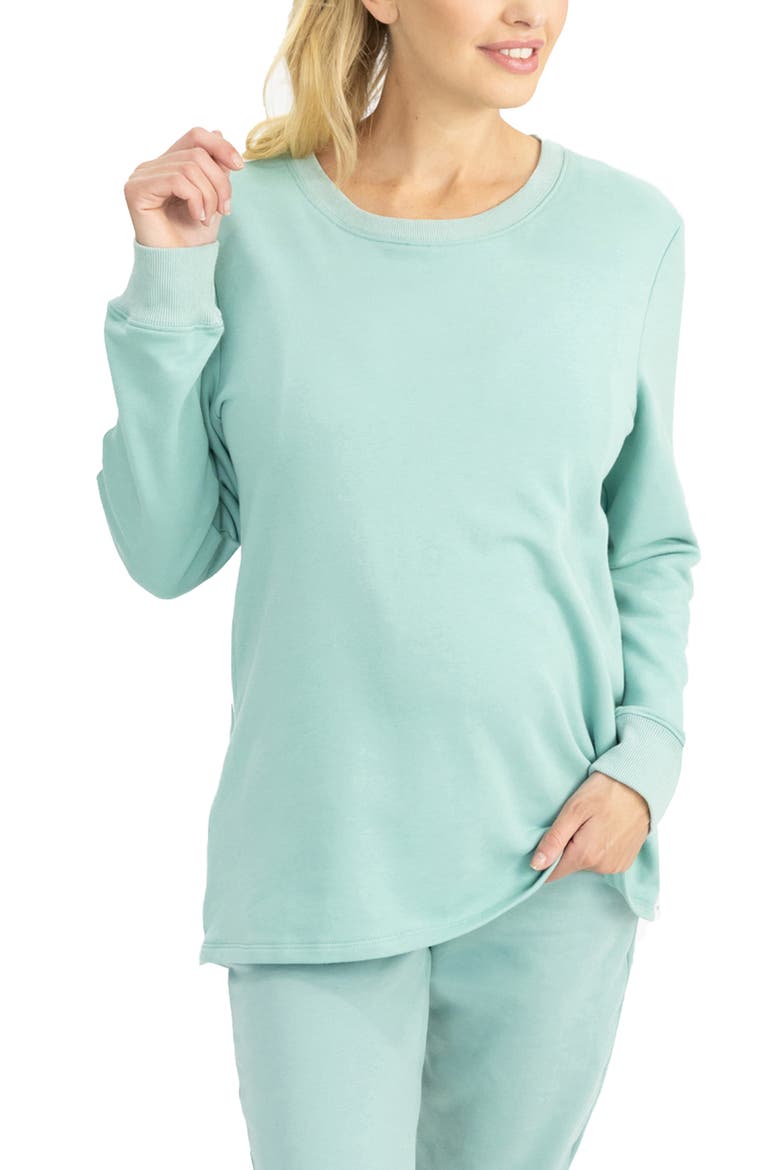 Maternity/Nursing Tank, Sweatshirt and Joggers Set, Alternate, color, MINT