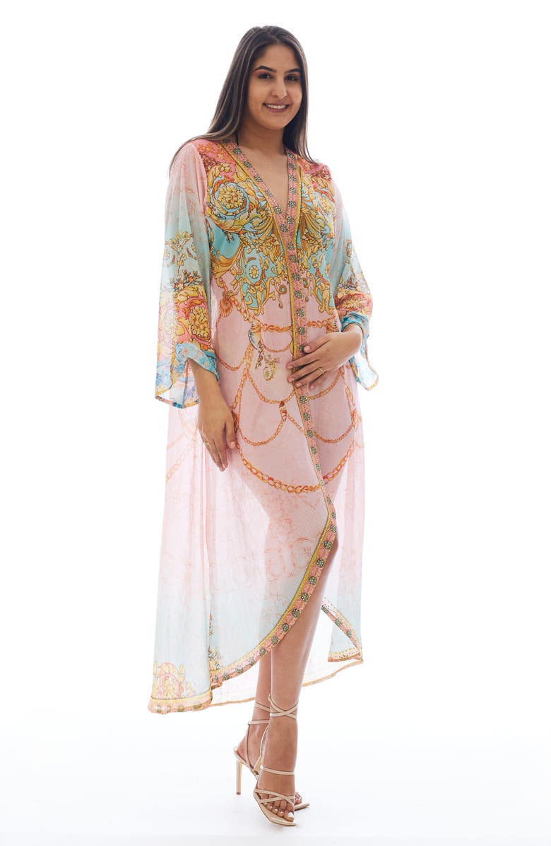 RANEES Print Cover-Up Duster, Alternate, color, Pink
