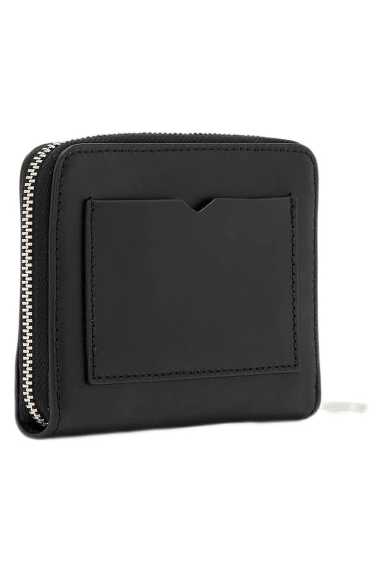 Lena Hex Leather Zip Wallet, Alternate, color, BLACK/ SILVER