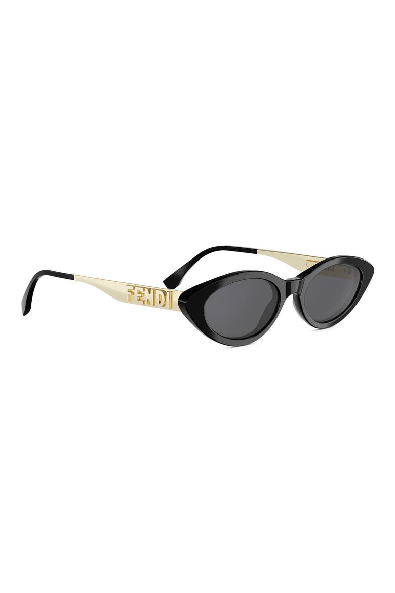 Fendigraphy 51mm Cat Eye Sunglasses, Alternate, color, SHINY BLACK / SMOKE