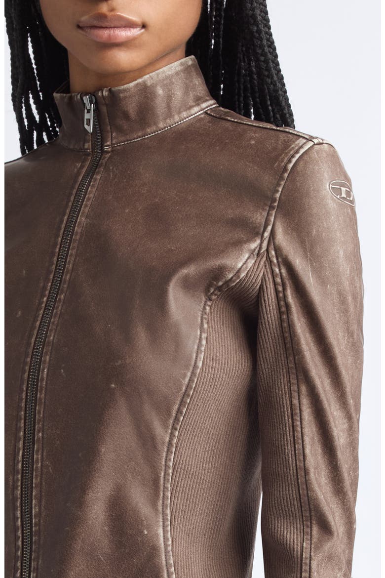 T-Hunder Biker Jacket, Alternate, color, CHOCOLATE