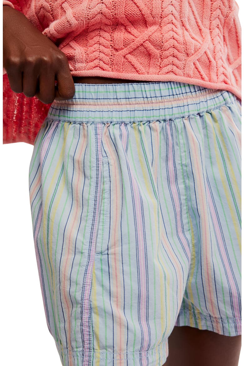 Get Free Stripe Cotton Pull-On Shorts, Alternate, color, SKY BLUE COMBO