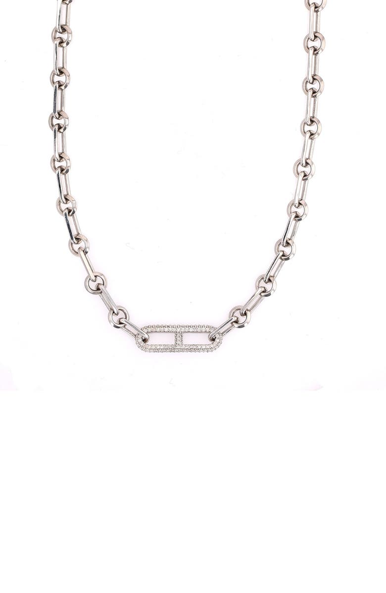 Sheryl Lowe Diamond H Link On Soho Chain, Main, color, Sterling Silver