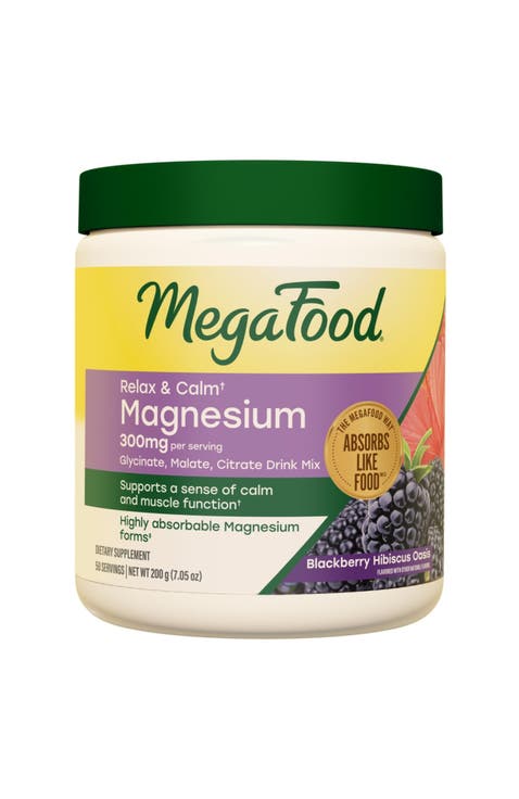 Relax & Calm Magnesium Drink Mix with Magnesium Glycinate, Citrate & Malate, Blackberry Hibiscus Oasis, 7.05oz