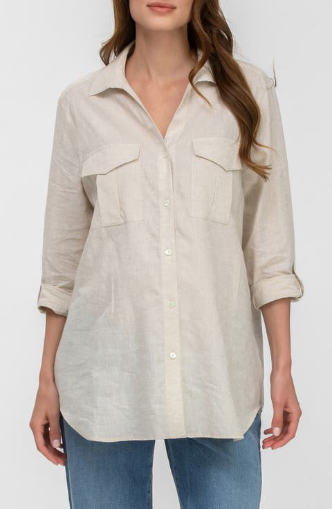 Safari Linen & Cotton Button-Up Maternity Shirt