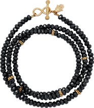 Karma and Luck Black Onyx Infinity Charm Wrap Bracelet Eternal Strength