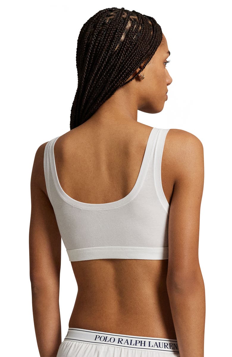 Polo Ralph Lauren Logo Embroidered Bralette, Alternate, color, White Cloud