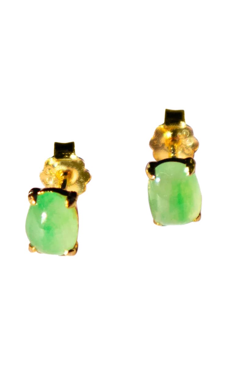 seree atelier Remi Imperial green jade stud earrings, Main, color, 