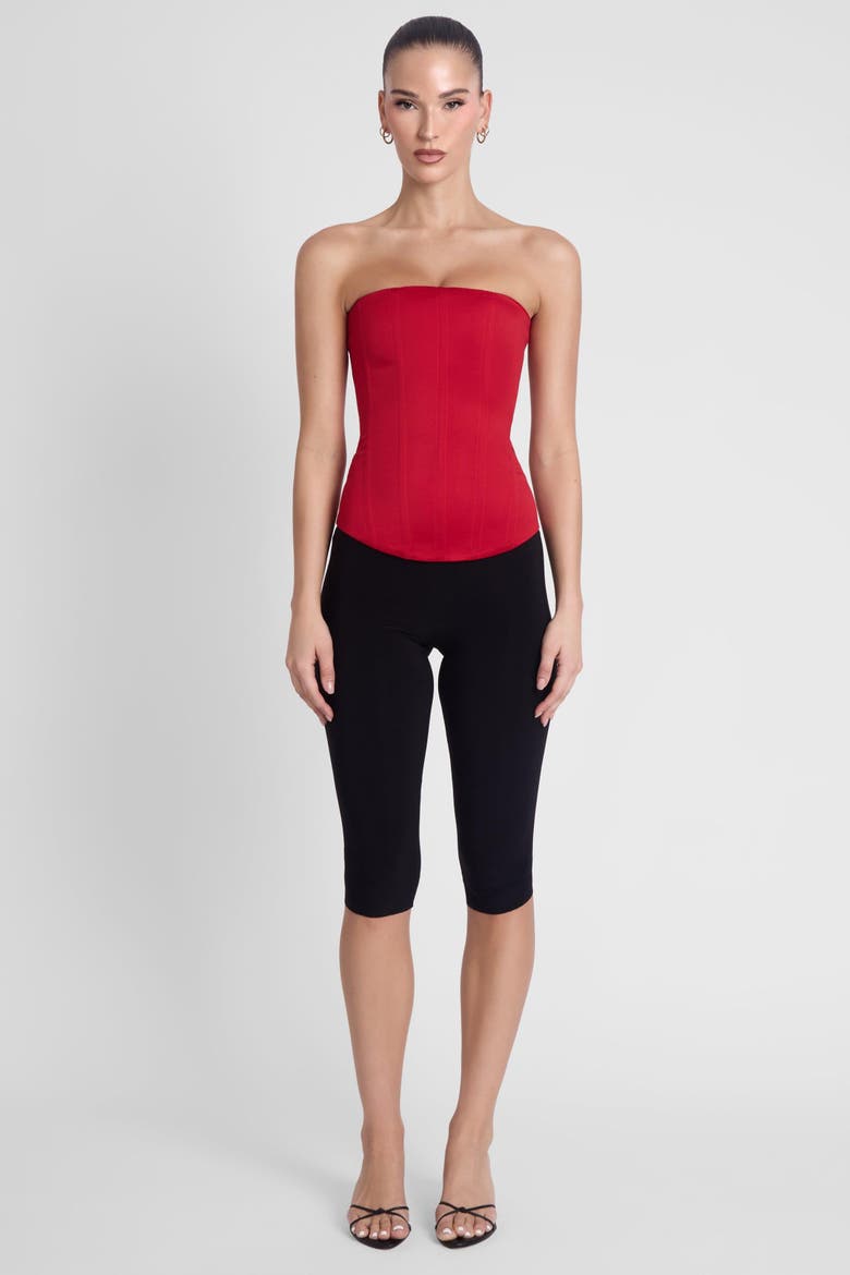 Sphynx Satin Corset Top, Alternate, color, Red