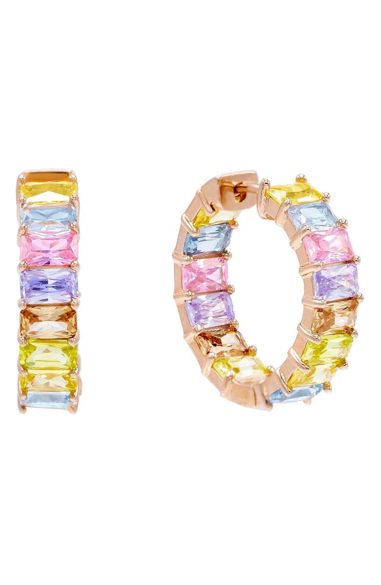 Adina's Jewels Adina’s Jewels Pastel Rainbow Huggie Hoop Earrings, Main, color,