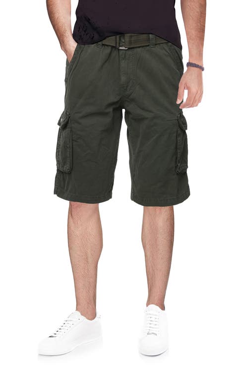 Belted Cotton Twill Cargo Shorts