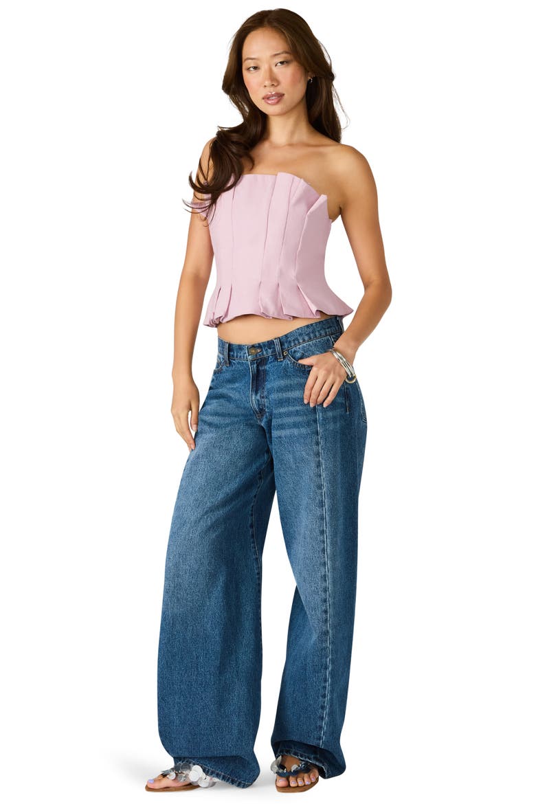 Luciella Pleated Strapless Peplum Top, Alternate, color, MAUVE SHADOWS