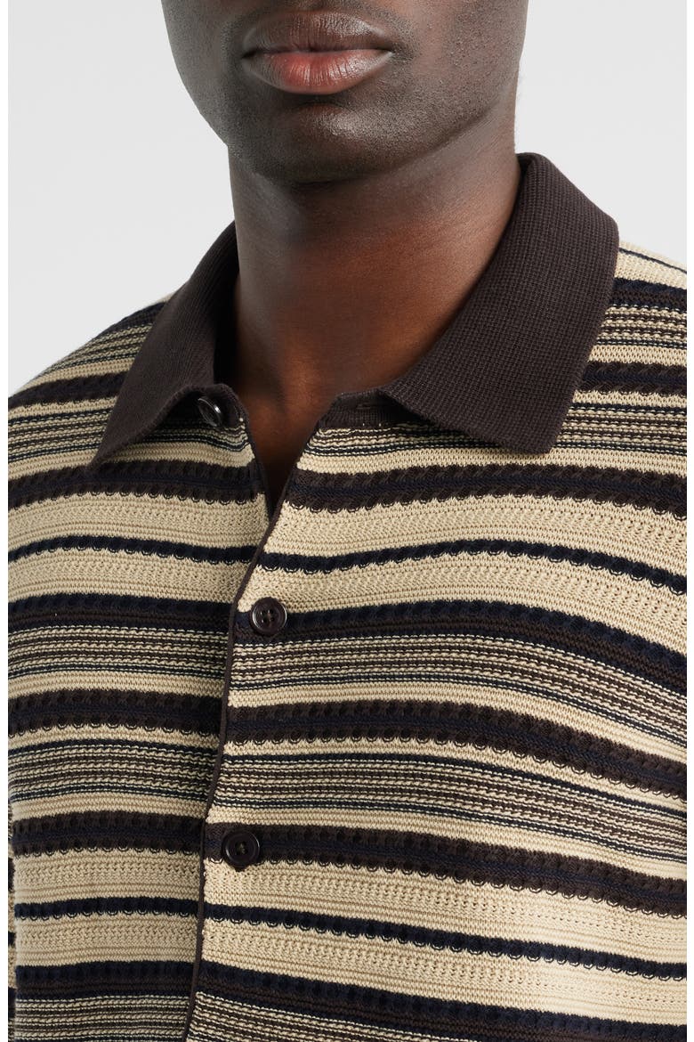 Nolan 6686 Stripe Organic Cotton Polo Cardigan, Alternate, color, DUSKY PORT