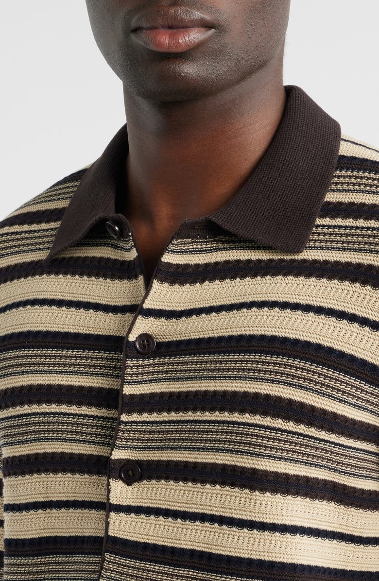 NN07 Nolan 6686 Stripe Organic Cotton Polo Cardigan, Alternate, color, Dusky Port