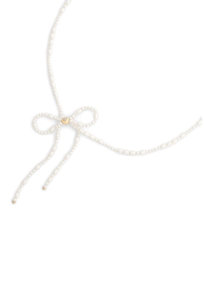 Faux Pearl Bow Choker, Alternate, color, PEARL/ GOLD