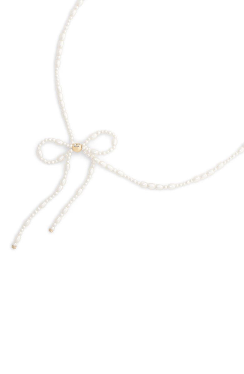 COACH Faux Pearl Bow Choker, Alternate, color, Pearl/ Gold