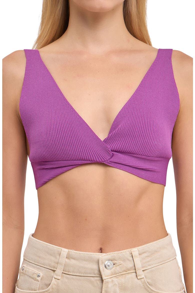 Twisted Ribbed Bralette Top, Main, color, GRAPE