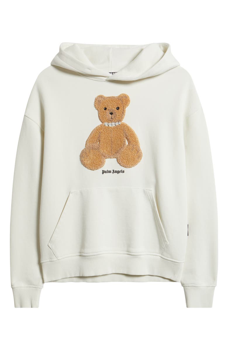 Palm Angels Bear Regular Fit Stretch Cotton Hoodie, Main, color, Off White Brown