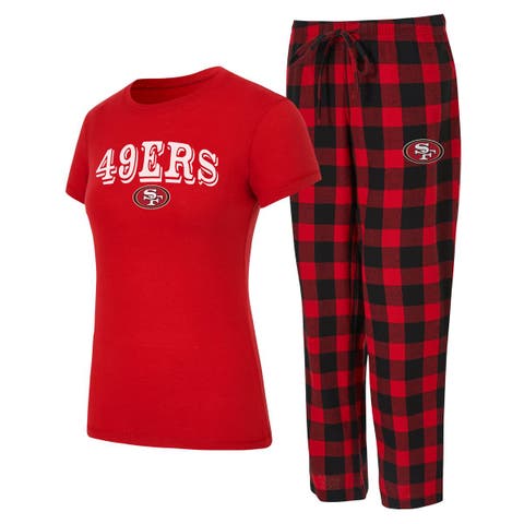 Women's Concepts Sport  Scarlet/Black San Francisco 49ers Avondale T-Shirt & Pants Flannel PJ Set