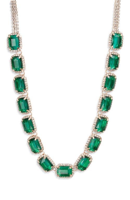 CRISTABELLE Sparkly Crystal Collar Necklace in Clear Emerald Gold  product