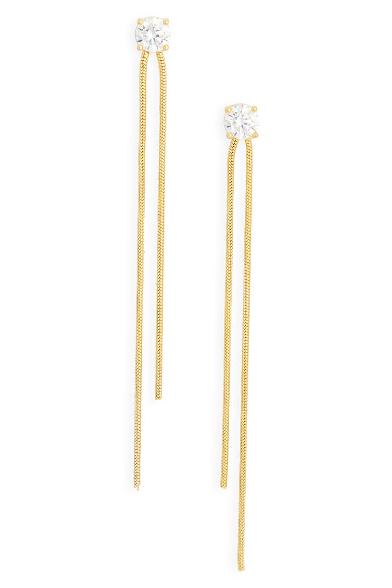 Cubic Zirconia Tassel Chain Drop Earrings, Main, color, CLEAR- GOLD
