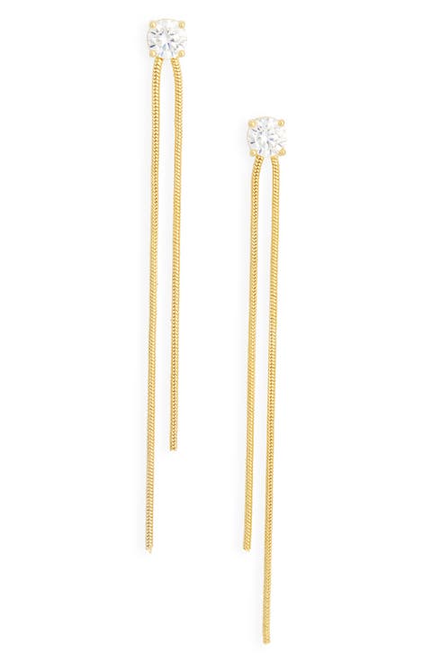 Cubic Zirconia Tassel Chain Drop Earrings