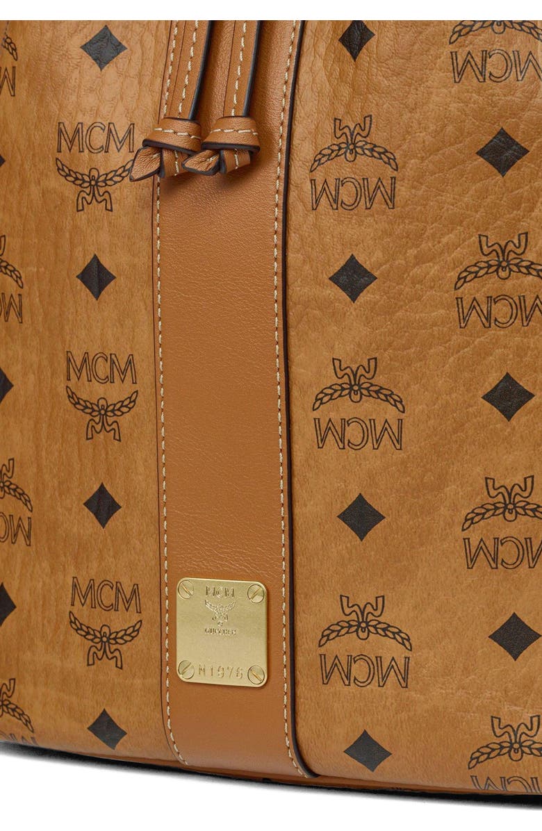 MCM Dessau Drawstring Bag in Visetos, Alternate, color, Cognac