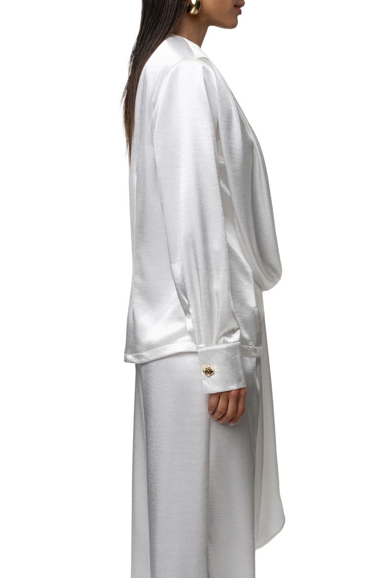Statement Satin Drape Top, Alternate, color, WHITE