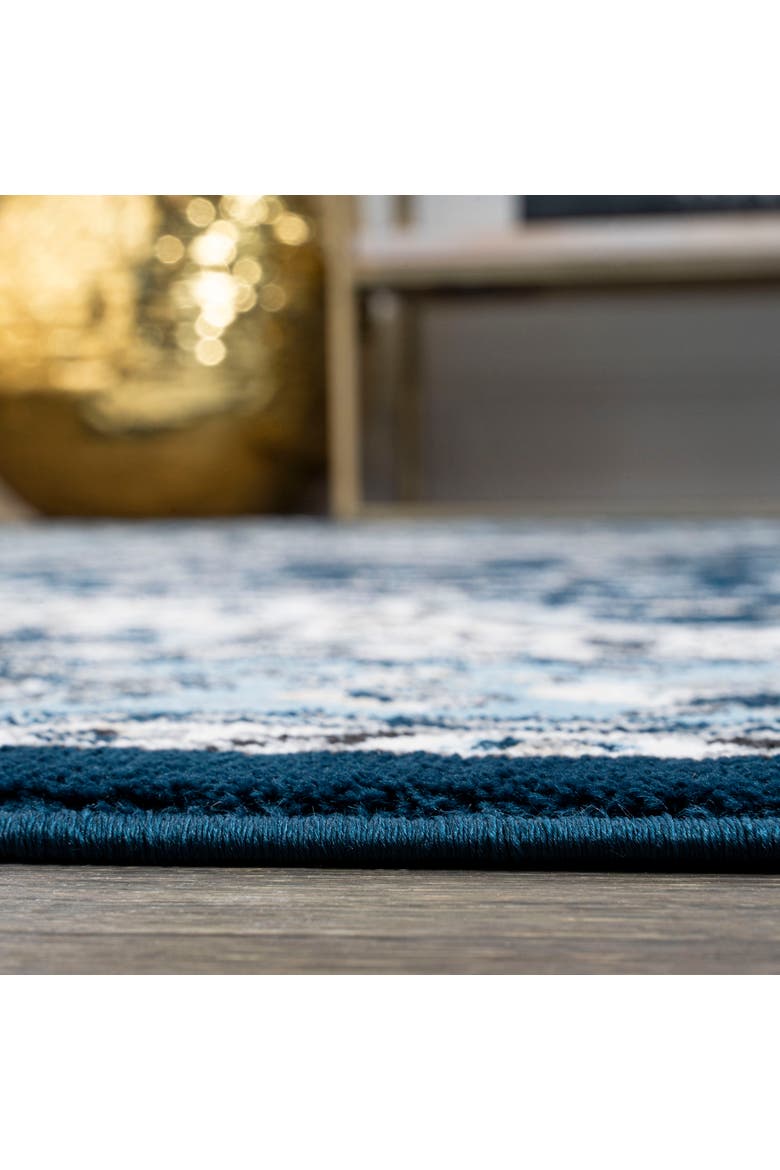 Palmette Modern Persian Floral Area Rug, Alternate, color, Navy/Blue