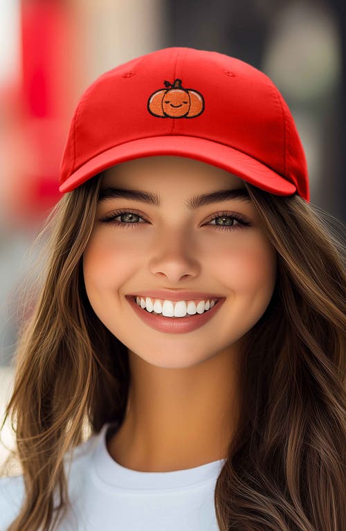 Shop Dalix Baby Pumpkin Embroidered Dad Hat In Red