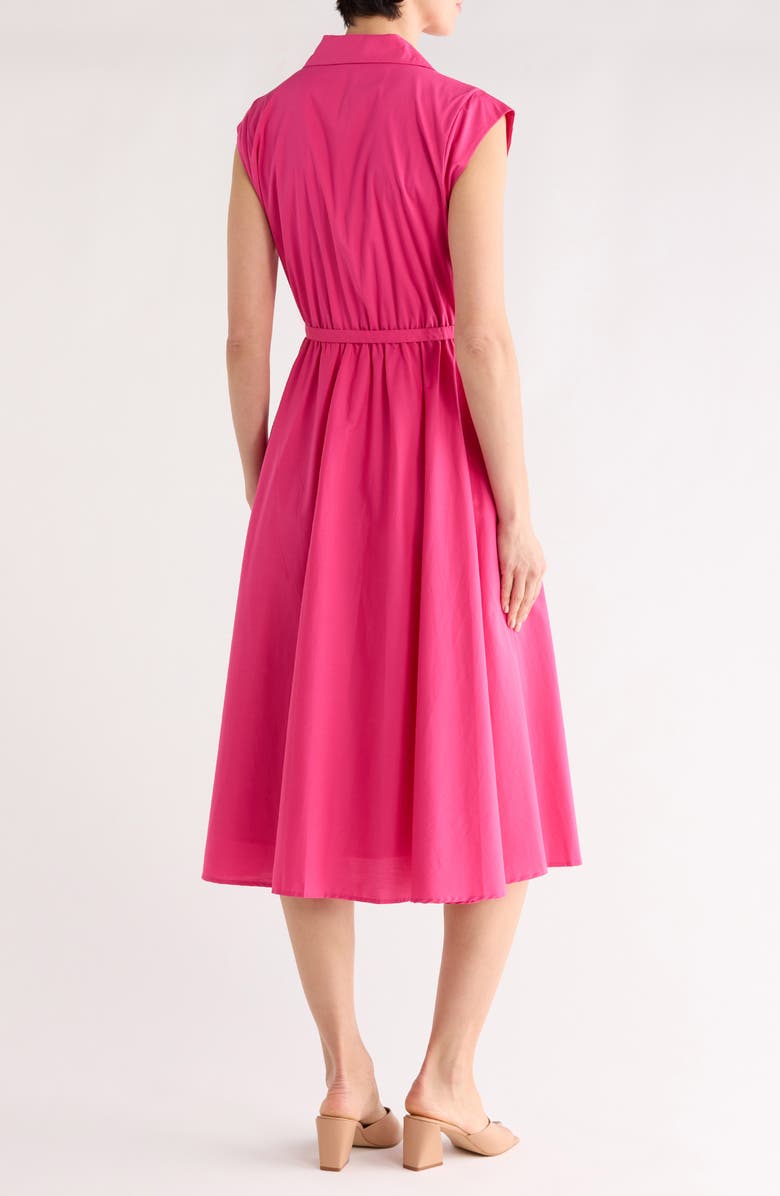 T Tahari Cap Sleeve Fit & Flare Shirtdress, Alternate, color, Tulip Pink