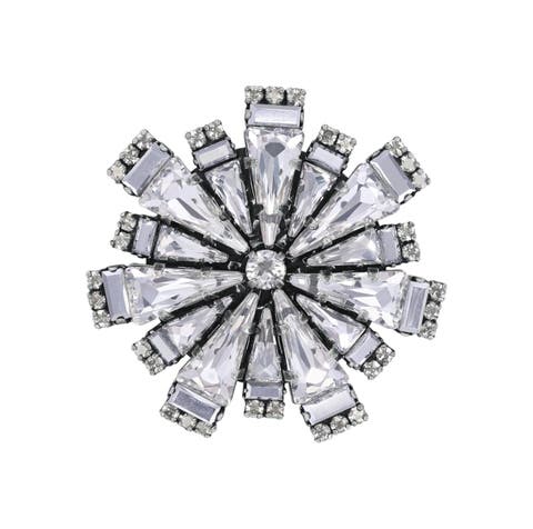 Spikes and Pearls Radial Crystal Brooch