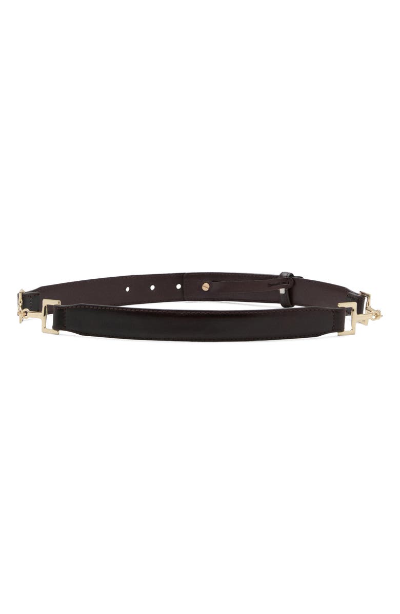 MANGO Hardware Leather Belt, Main, color, Chocolate