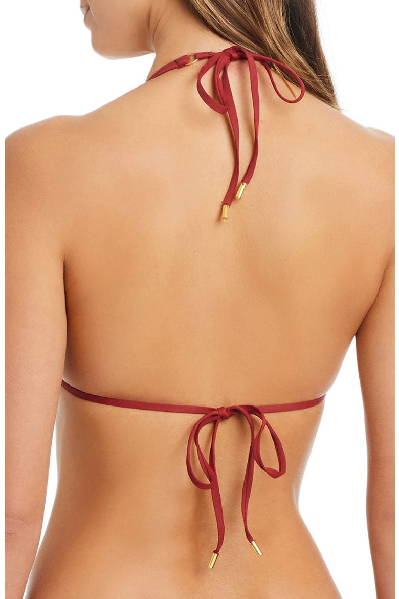 Tall Triangle Bikini Top, Alternate, color, BARCELONA RED
