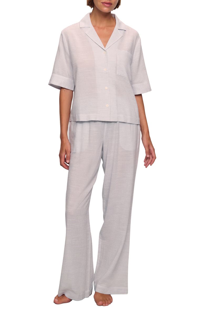 Eberjey Nautico Stripe Pajamas, Main, color, Feeder Stripes / Peppercorn