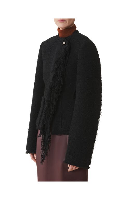 Lanvin Asymmetrical Fringe Blazer Button Detail In Black
