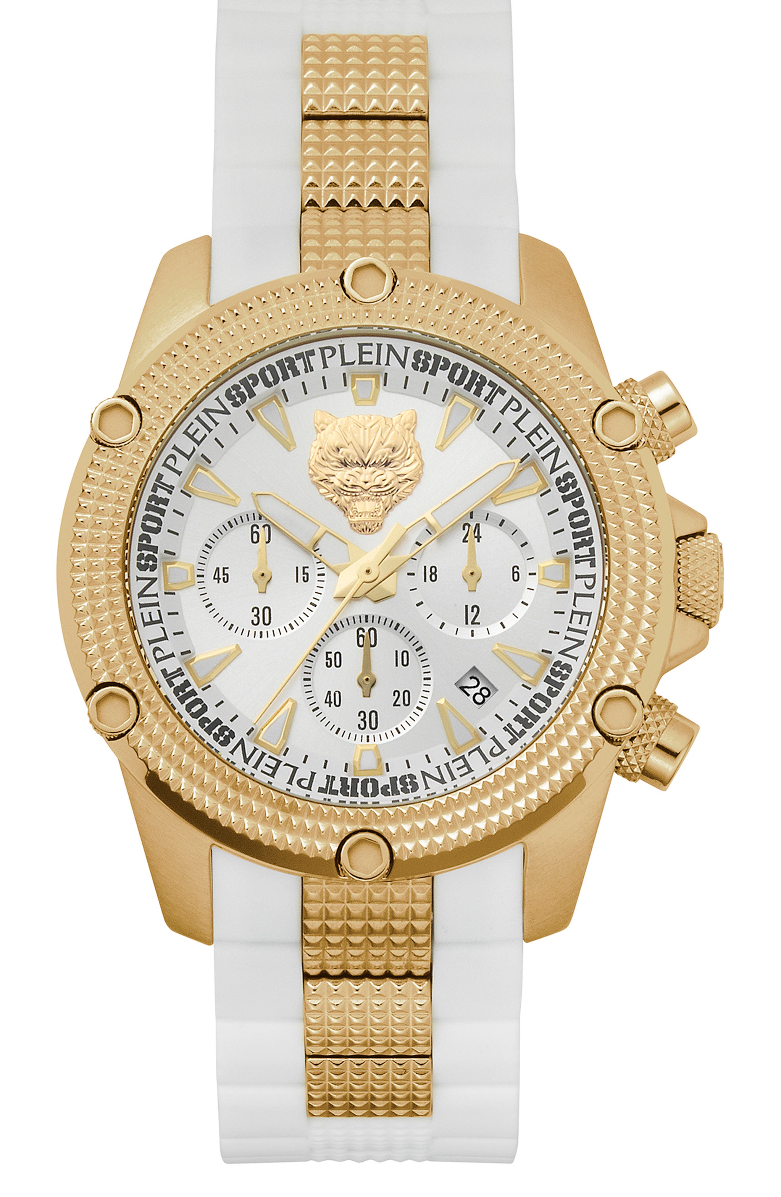 PHILIPP PLEIN Hurricane Two-Tone Sunray Silicone Strap Watch, 44mm