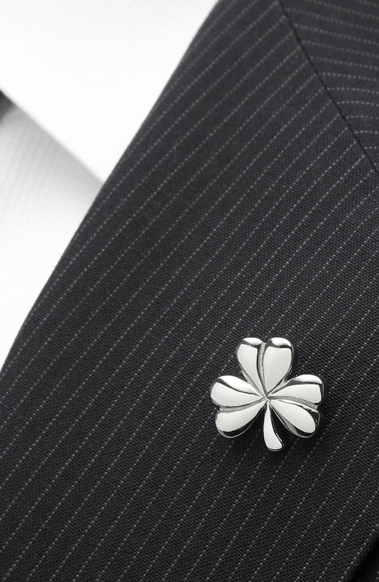 Cufflinks, Inc. Clover Lapel Pin, Alternate, color, Silver