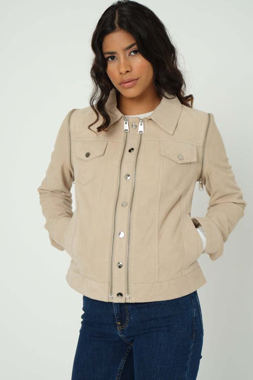 Furniq Uk Sarah Suede Jacket In Gold