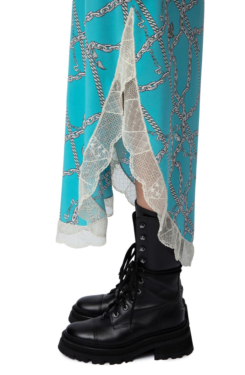 Zadig & Voltaire Ristyl Chaines Lace Trim Silk Maxi Dress, Alternate, color, 