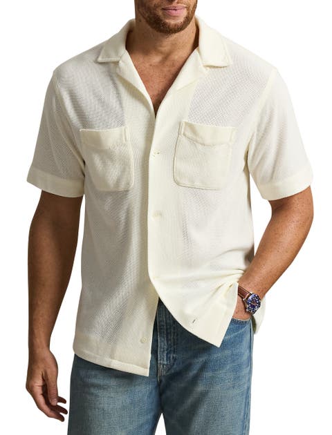 Big & Tall Pointelle Button-down Polo Shirt