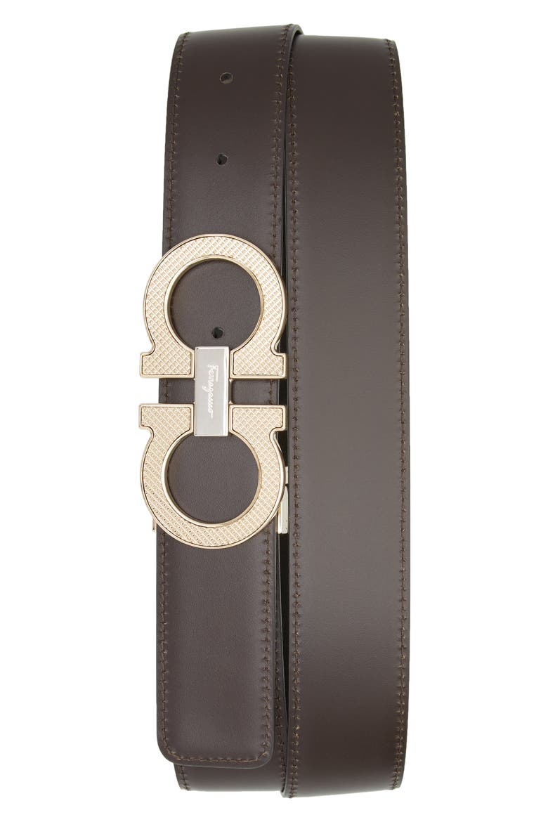 Salvatore Ferragamo Reversible Leather Belt, Alternate, color, NERO / HICKORY