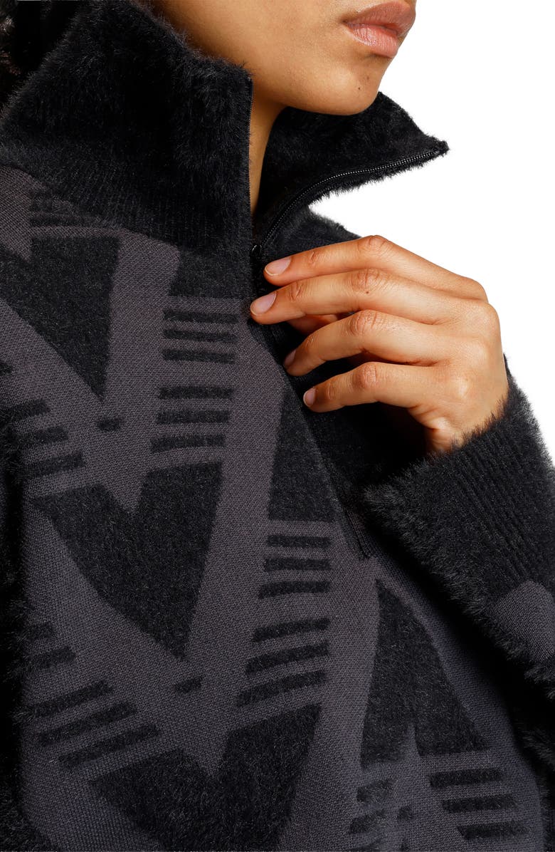 adidas Chevron Knit Half Zip Pullover Sweater, Alternate, color, Black