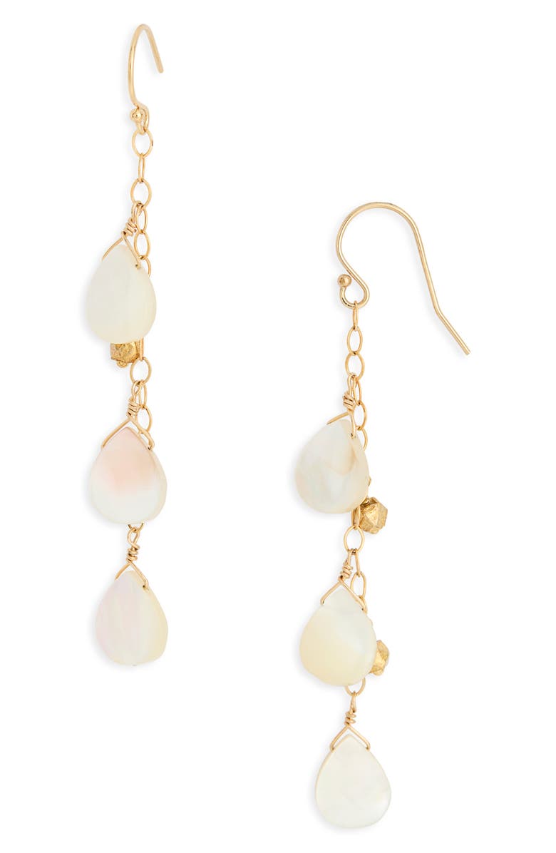 Kiara by Ki-ele Cilicia Mother-of-Pearl Trio Drop Earrings, Main, color, 
