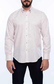 VELLAPAIS Grid Cotton Slim Fit Button Down Shirt