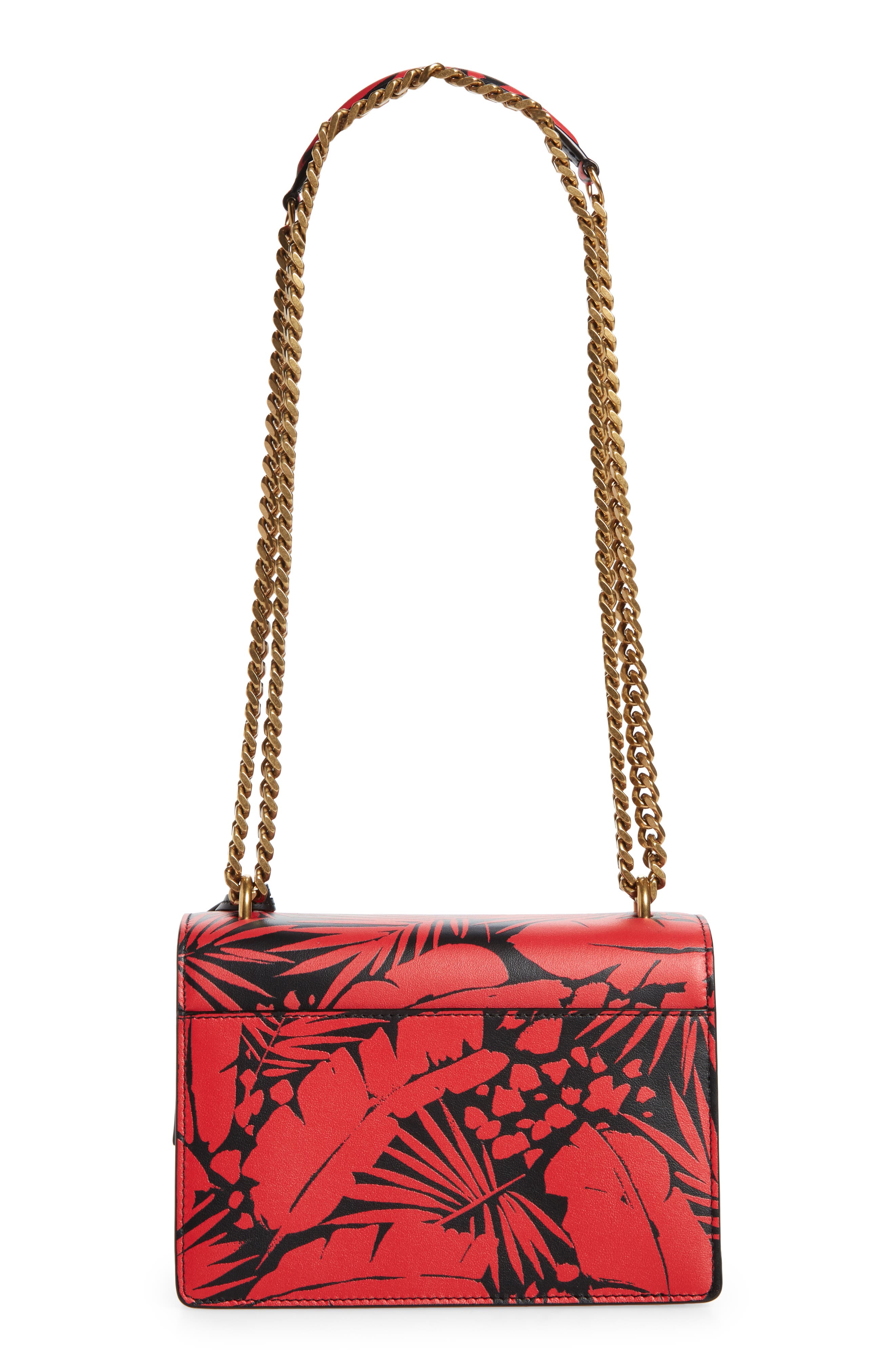 Saint Laurent Small Sunset Tropical Print Leather Shoulder Bag, Alternate, color, 